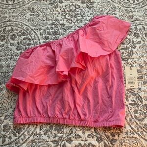 A New Day pink ruffled one sleeve shirt